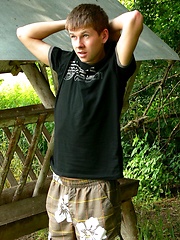 Slim gorgeous boyish Twink outdoor posing